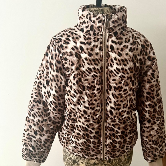 Gianni Bini Leopard Puffer Coat Size M - Picture 2 of 5